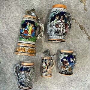5 pieces Set of musical beer stein and mugs